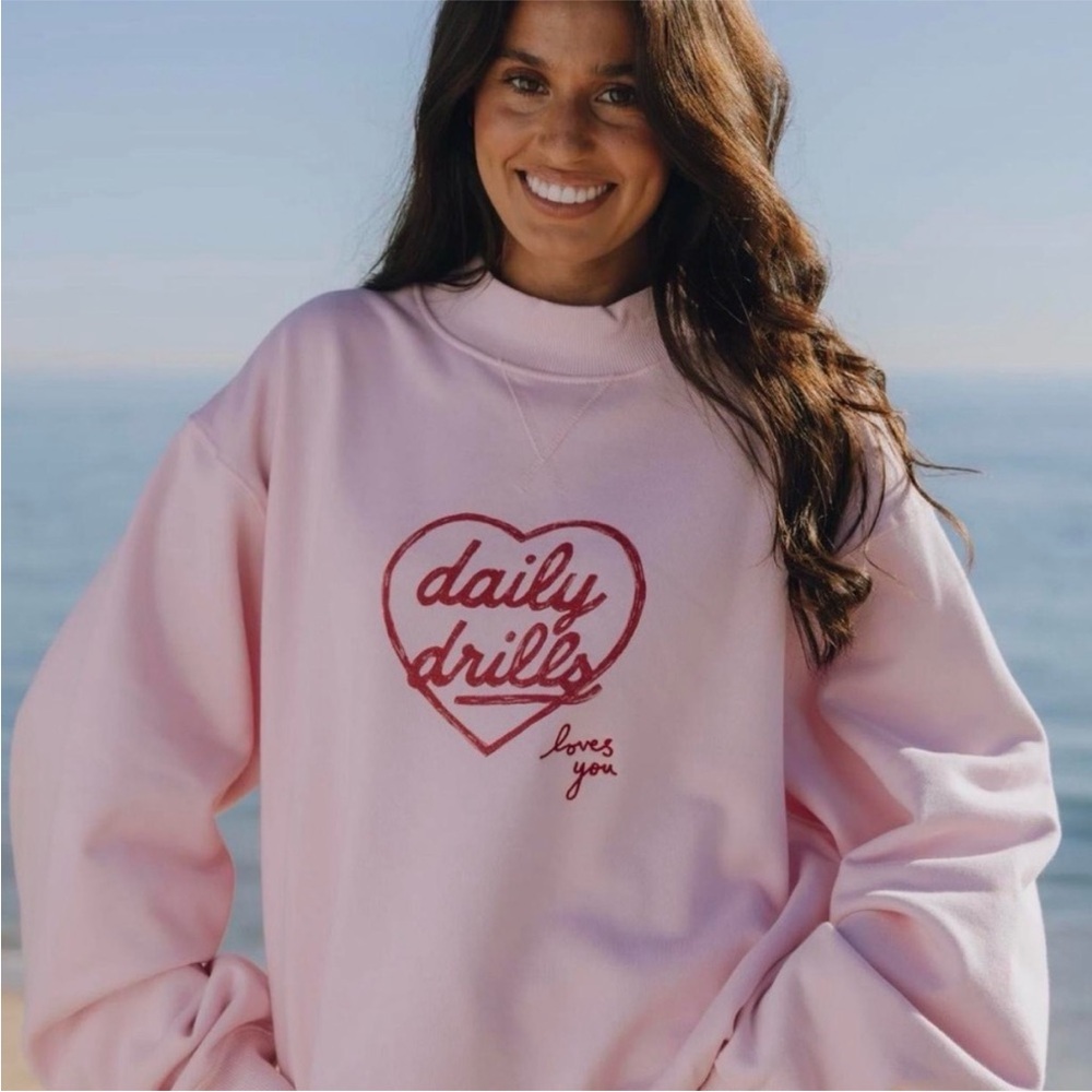 Daily Drills Valentine’s Drop Heart… Fleece Vintage Crew - Cupid with graphic